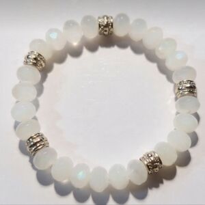 ✨ Stunning Faceted Moonstone Bracelet with Silver Spacers ✨